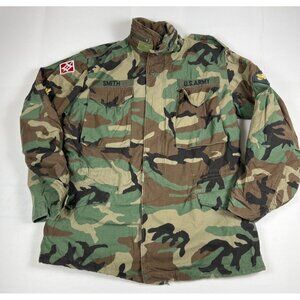US Army Mens Medium Long Camo M65 Field Jacket Cold Weather Camouflage 1991